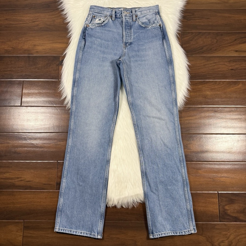 Re/Done Women's Size 25 90s High Rise Loose Fit Denim Jeans in Worn Blue Organic